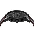 Trnda Men's Stainless Steel Black Watch, Brown Leather Band | Trn-43mm-Bl