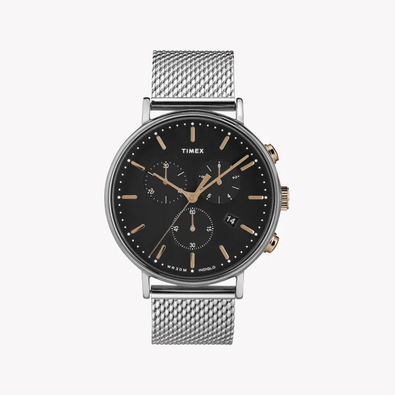 Timex Unisex Silver Stainless Steel, Black Dial | Tw2t11400