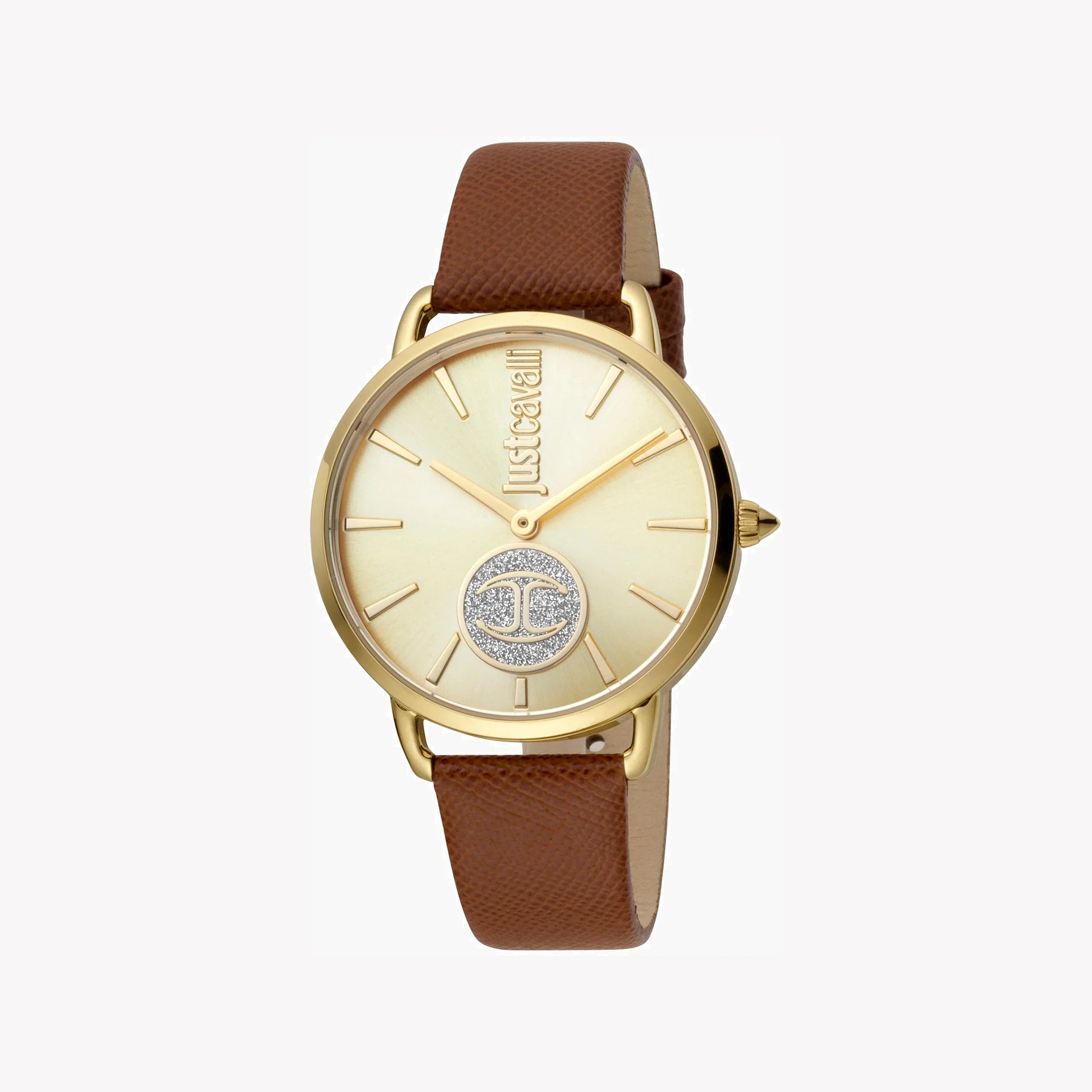 Just Cavalli Women's Brown Leather Watch, Champagne Dial | Jc1l117l0025